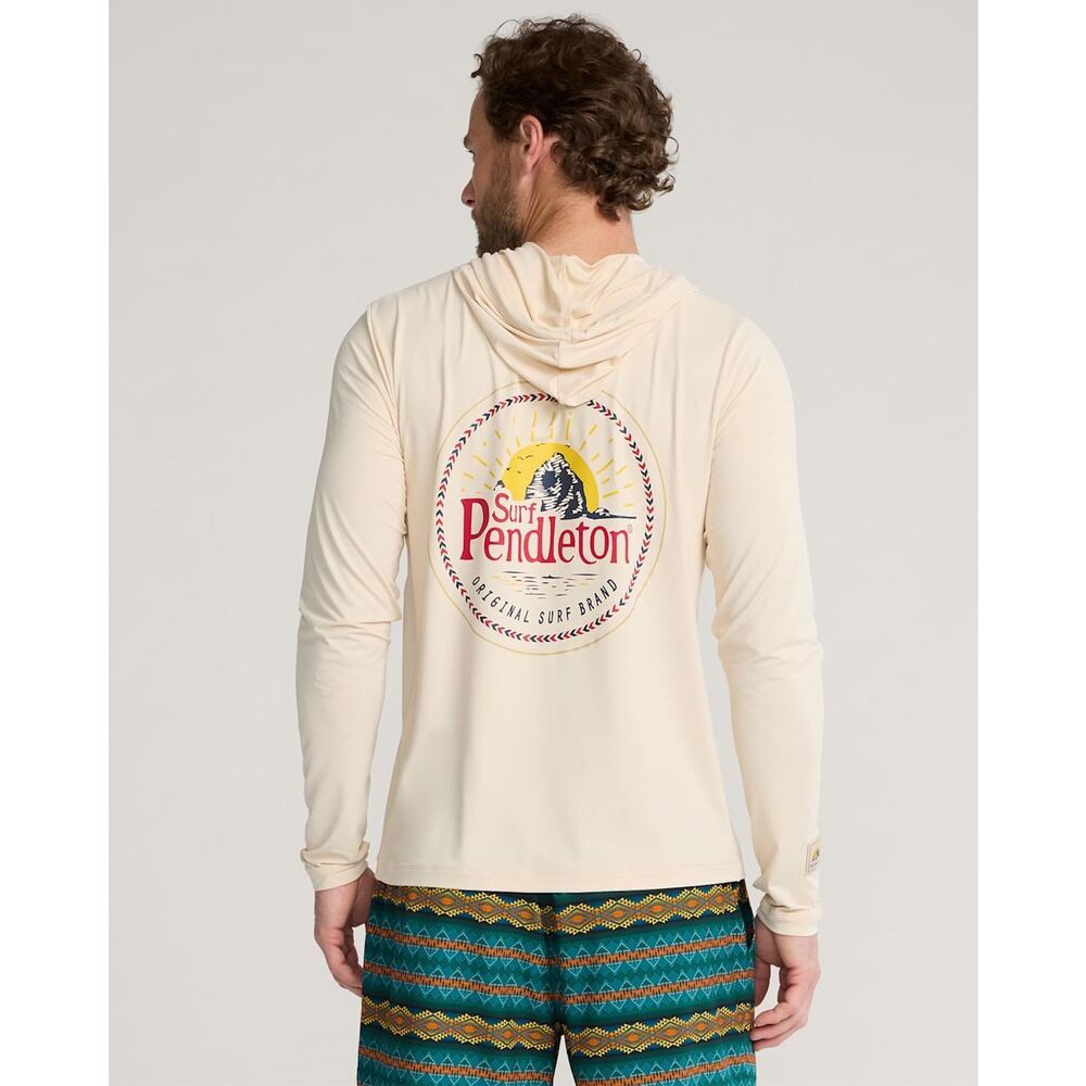 Pendleton Haystack Rock Graphic Long-Sleeve Hoodie Rashguard Sandshell Large - Picture 2 of 8